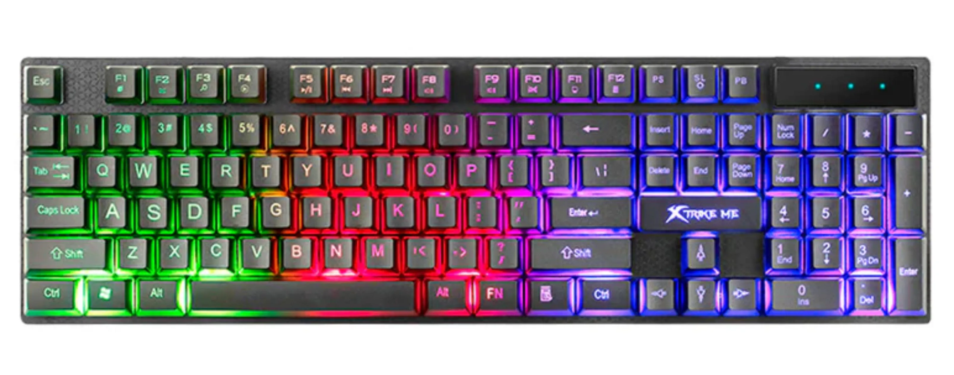 Teclado gamer |XTRIKE ME KB-305 |membrana slim con luz gaming para computadora