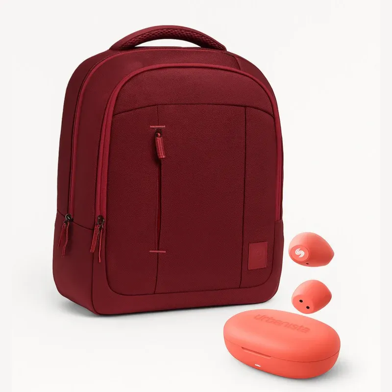 Combo: Mochila Zilker Vino 15.6 pulgadas + Audífonos Lisbon Coral