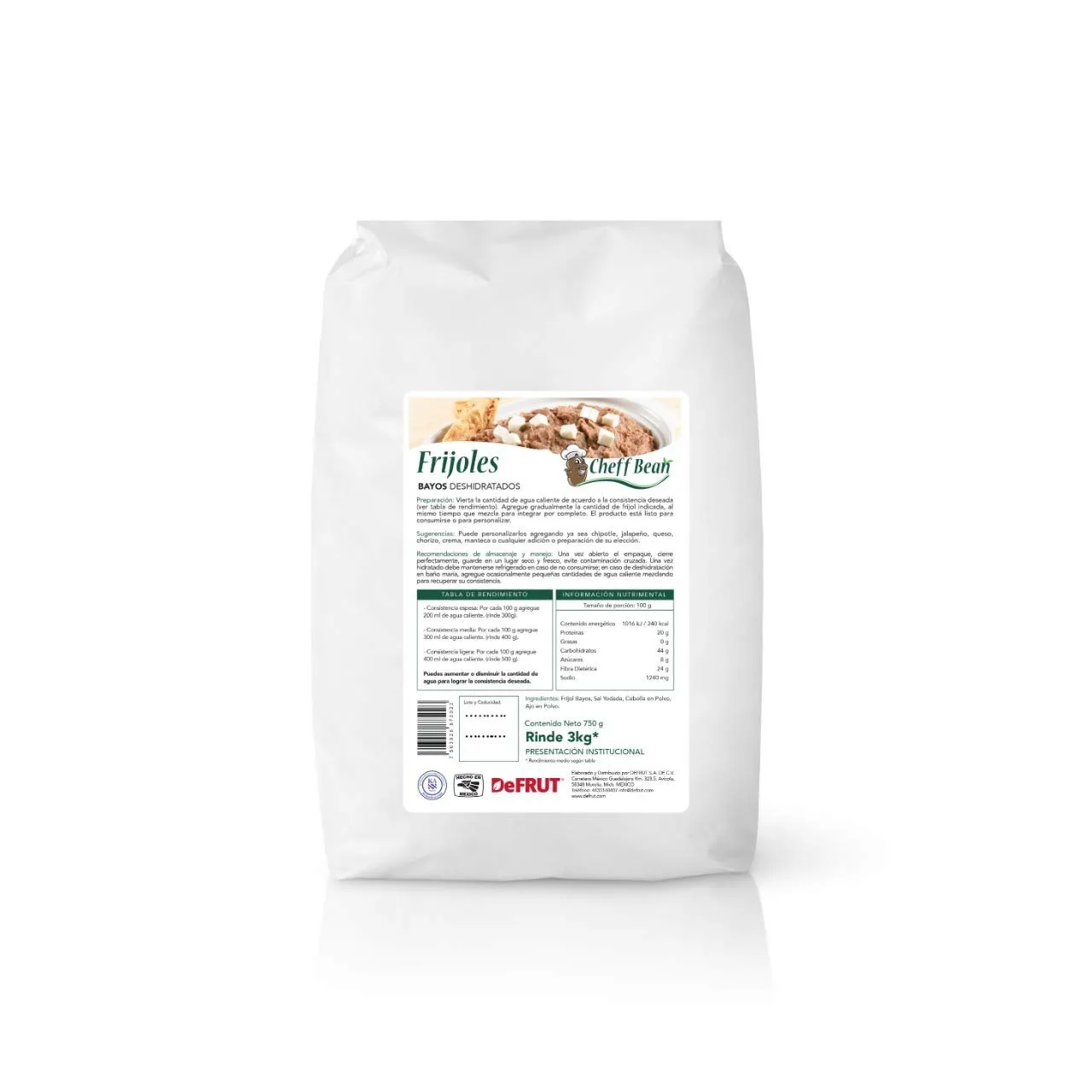 Frijoles Bayos Deshidratados Instantáneos de Alta Calidad 750 Gramos