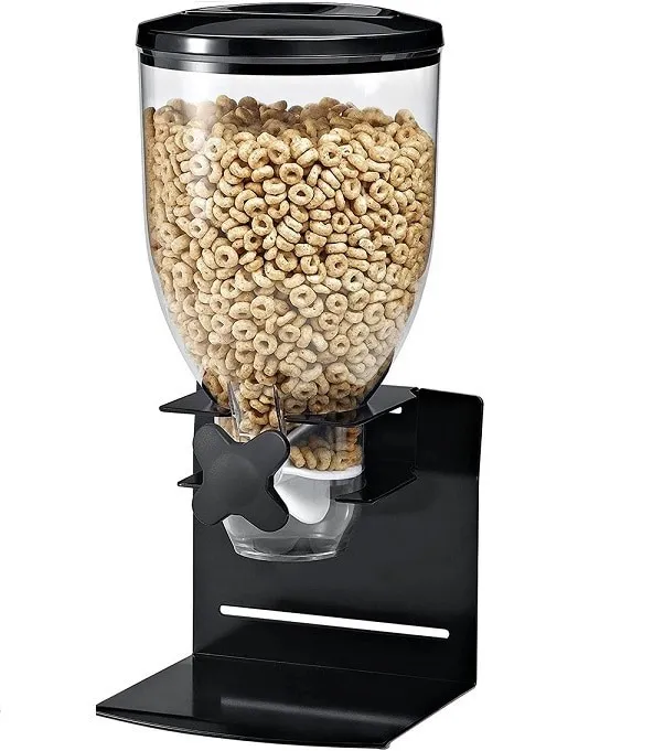 Dispensador Cereal Individual Negro Base Acero Profesional Marca Zevro
