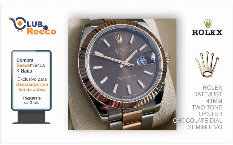 ROLEX DATEJUST 41MM TWO TONE OYSTER CHOCOLATE DIAL SEMINUEVO