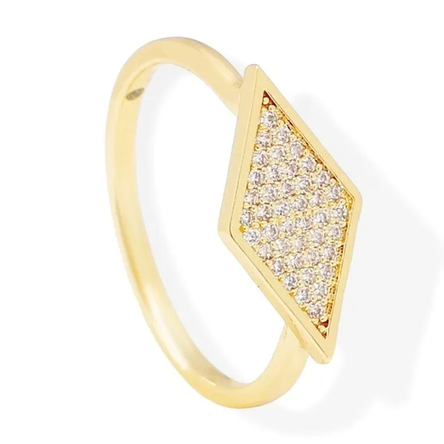 Anillo Rombo Zirconia Oro Laminado