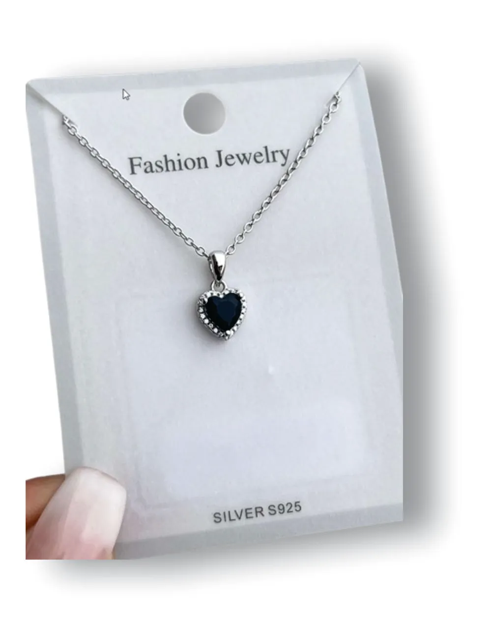 Collar Corazón Negro Plata