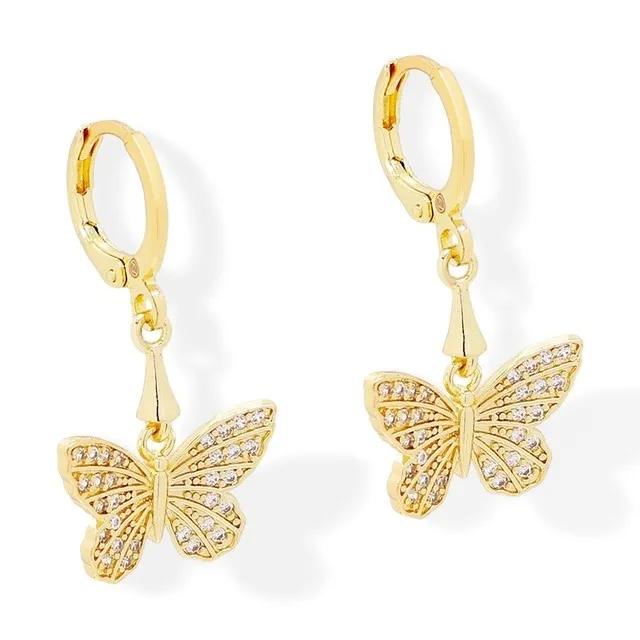 Aretes Cortos Monarca Zirconia Oro Laminado