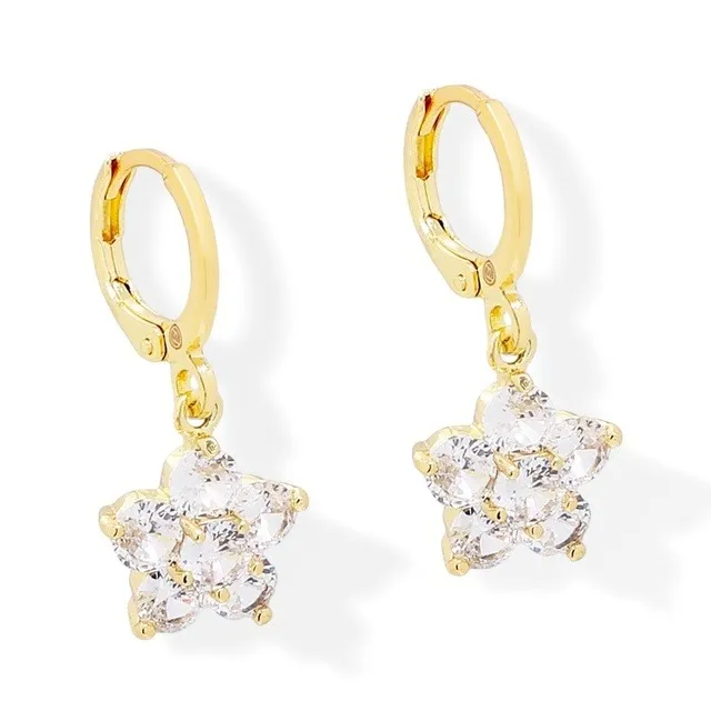 Aretes Cortos Roseta Zirconia Oro Laminado