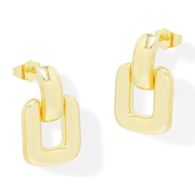 Aretes Cortos Cuadro Oro Laminado