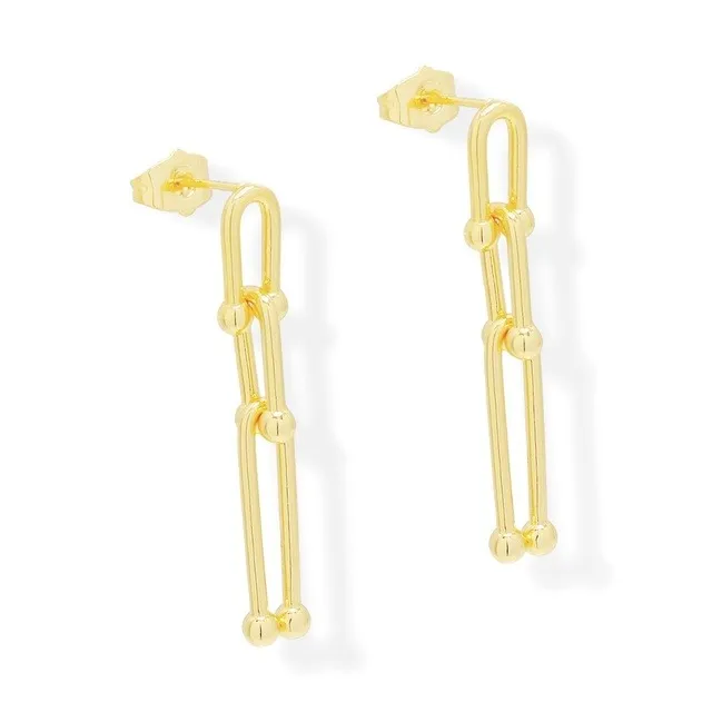 Aretes Largos Unión Oro Laminado