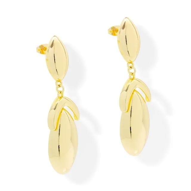 Aretes Largos Simona en Oro Laminado