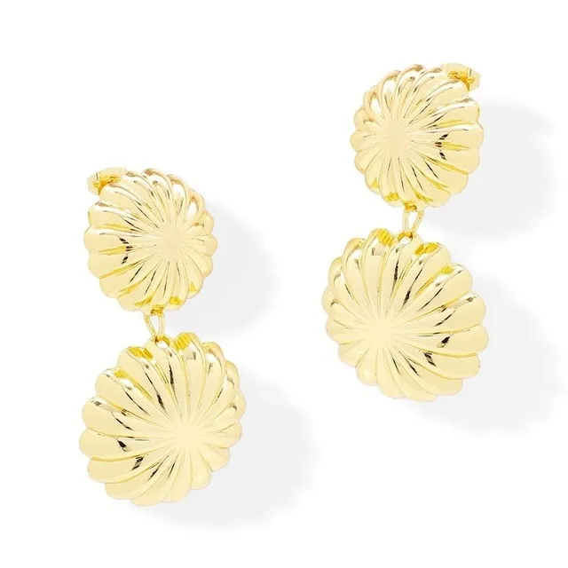 Aretes Largos Coral en Oro Laminado