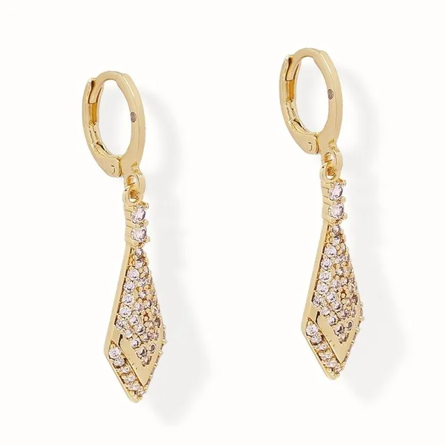 Aretes Cortos Corbata Zirconia Oro Lam.