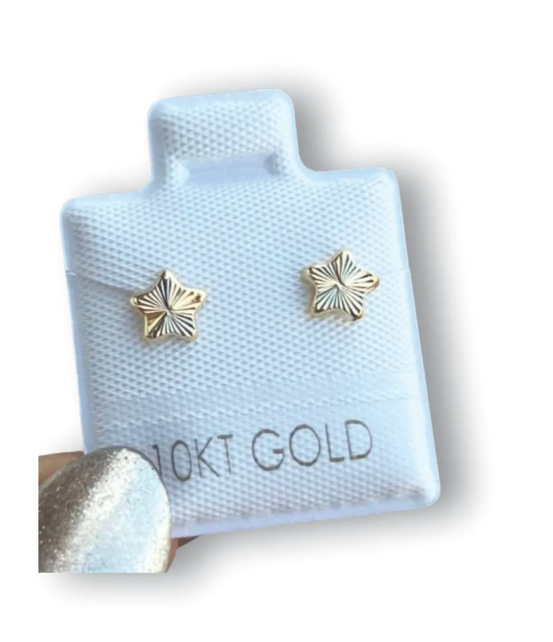 Estrella Diamantada Aretes en Oro de 10 K