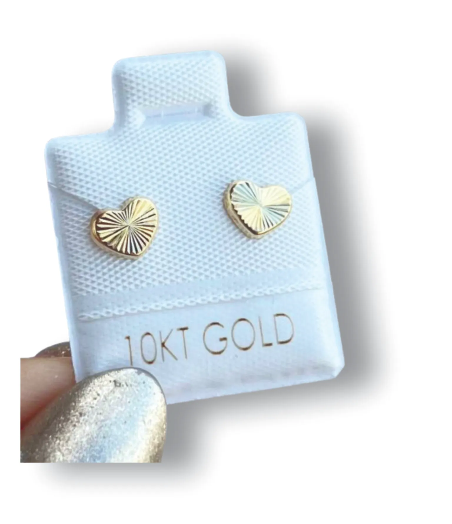 Corazón Diamantado Aretes en Oro de 10 K