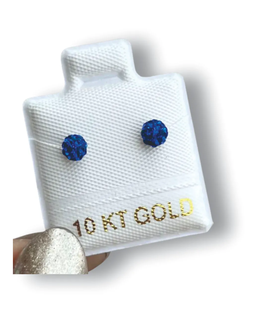 Bola de fuego azul marino # 1 Aretes en Oro de 10