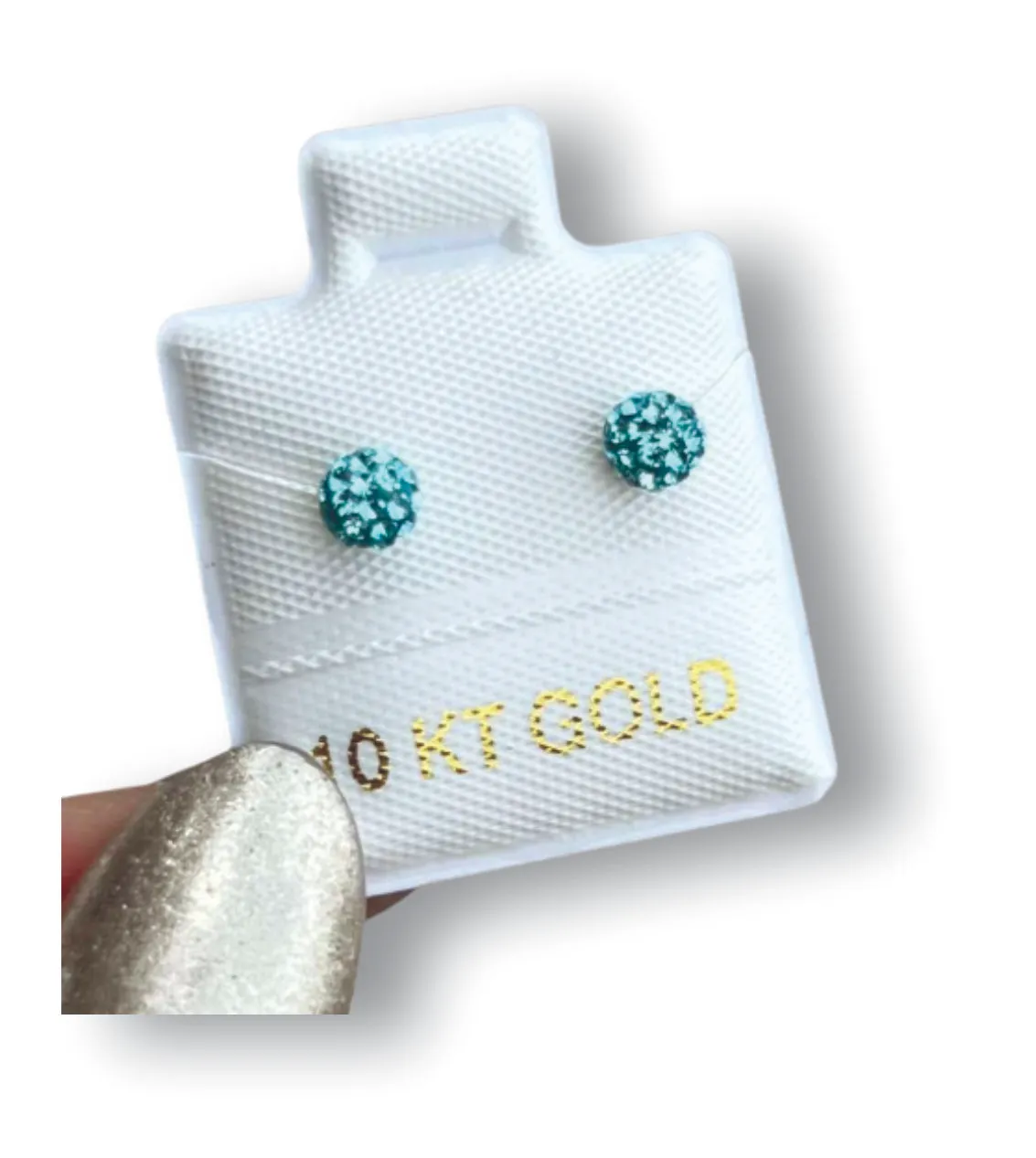 Bola de Fuego Azúl Cielo #1 Aretes en Oro de 10 K
