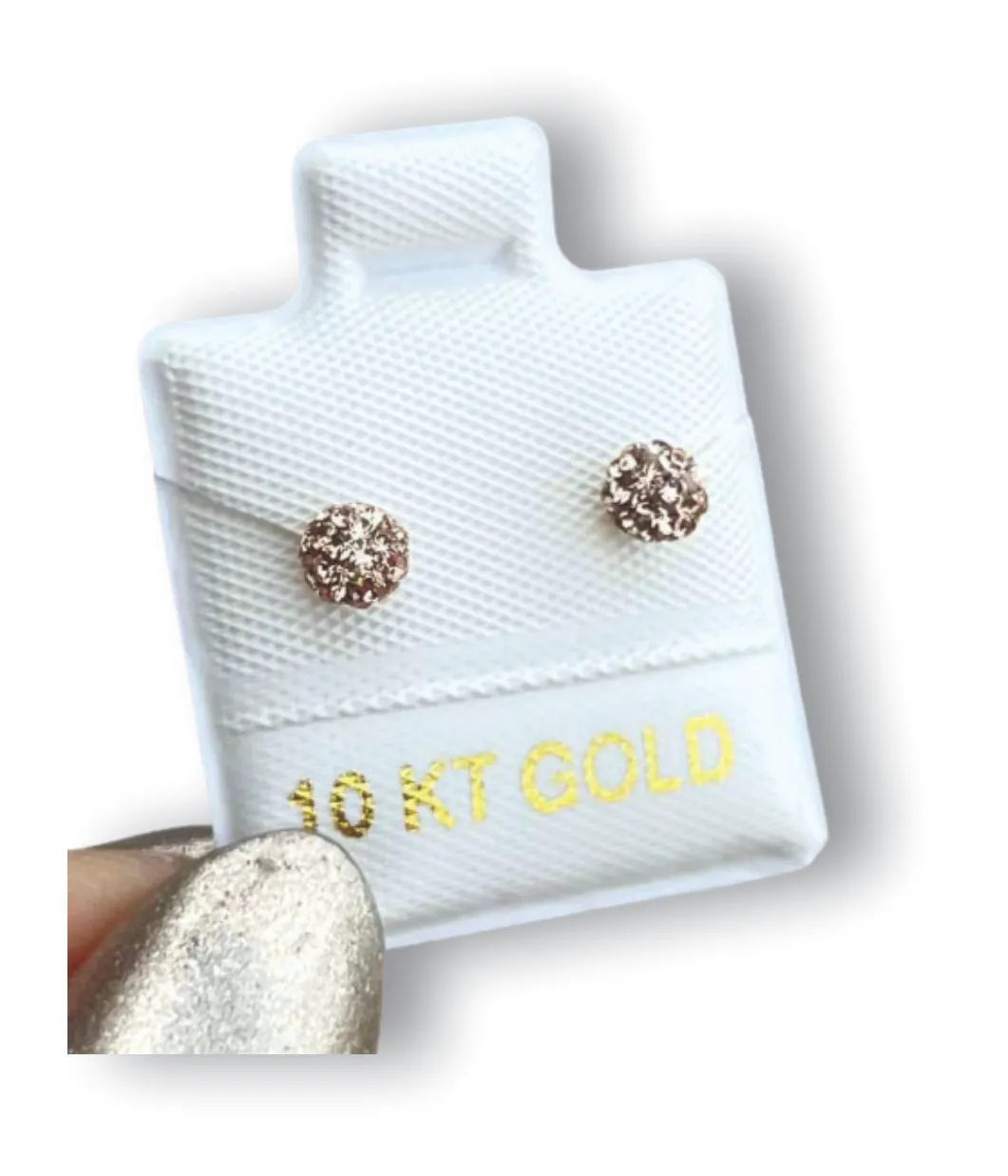 Bola de Fuego Salmón  Aretes en Oro de 10 K
