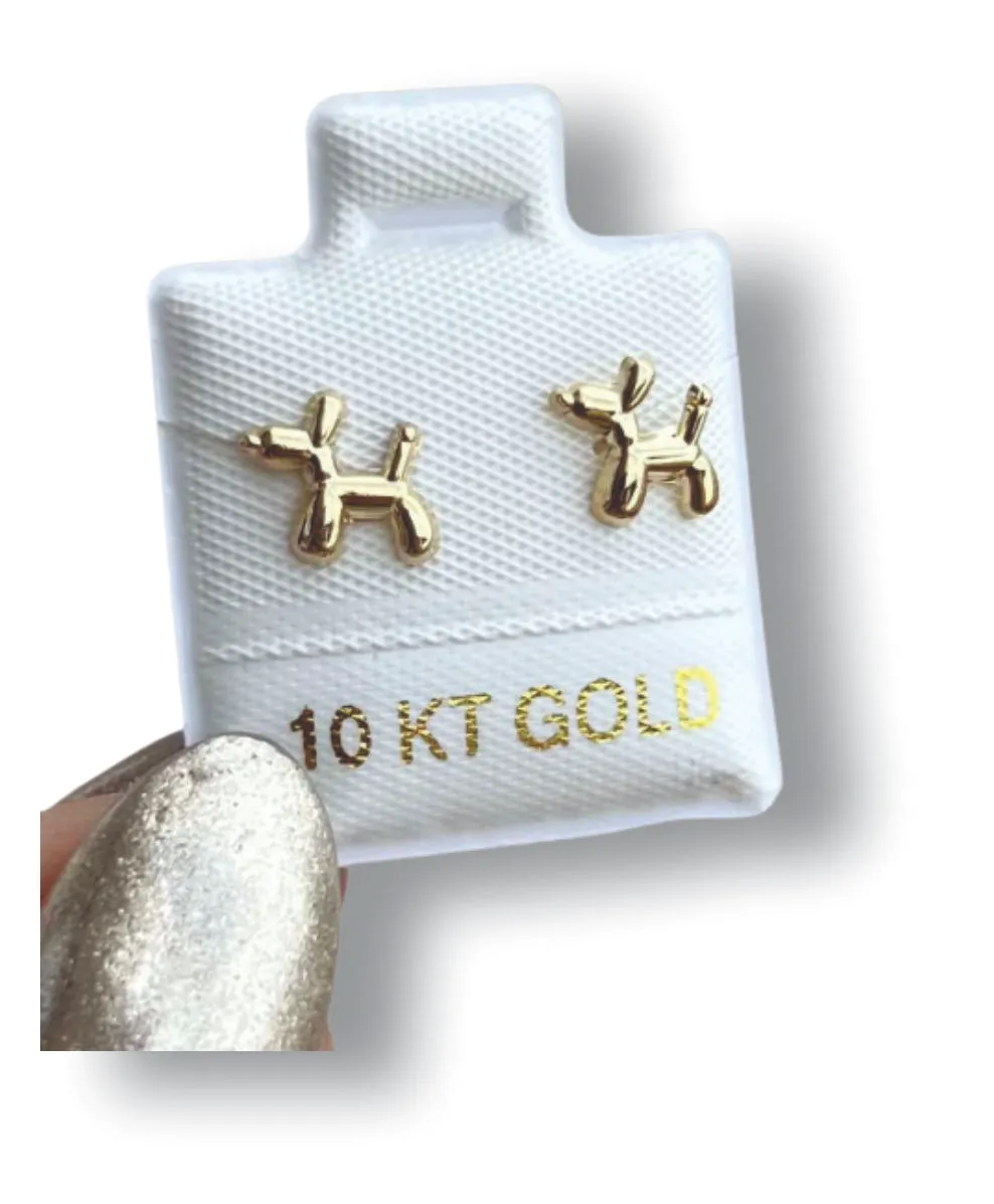 Perro Globo Aretes en Oro de 10 K