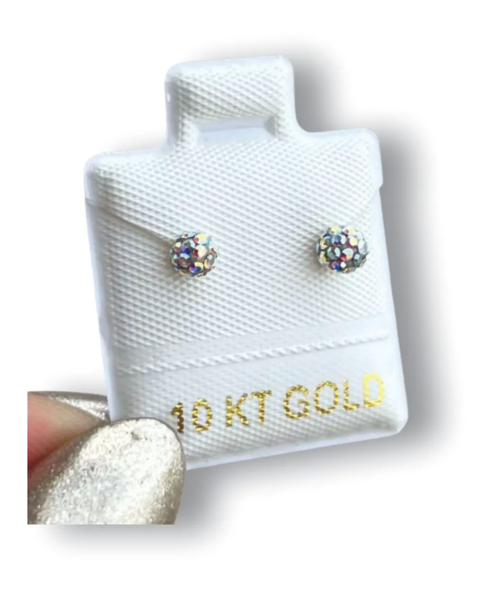 Bola de Fuego Tornasol #1 Aretes en Oro de 10 K