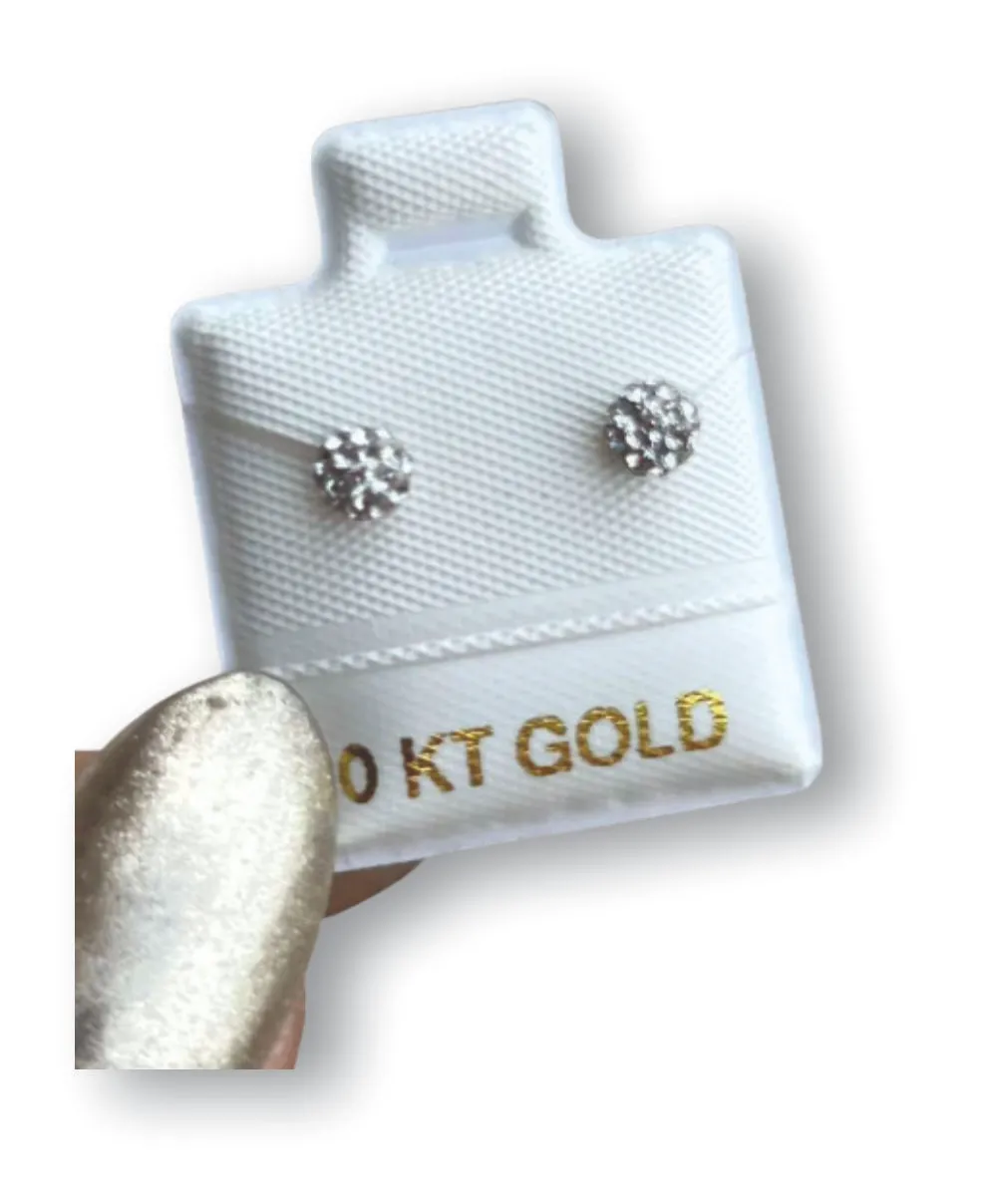 Bola de Fuego Blanca #1 Aretes en Oro de 10 K