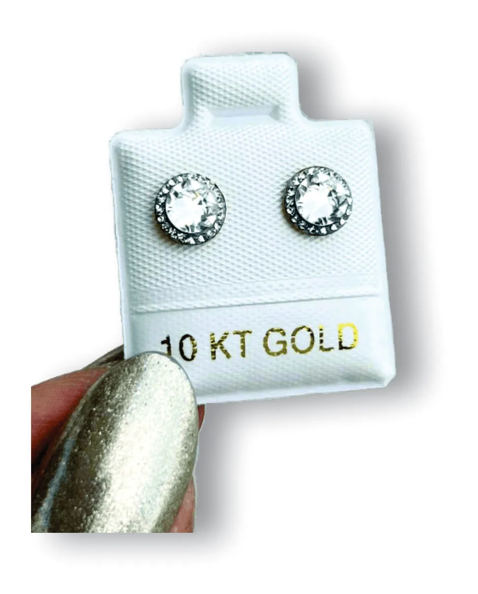 Diamante Blanco Aretes en Oro de 10 K