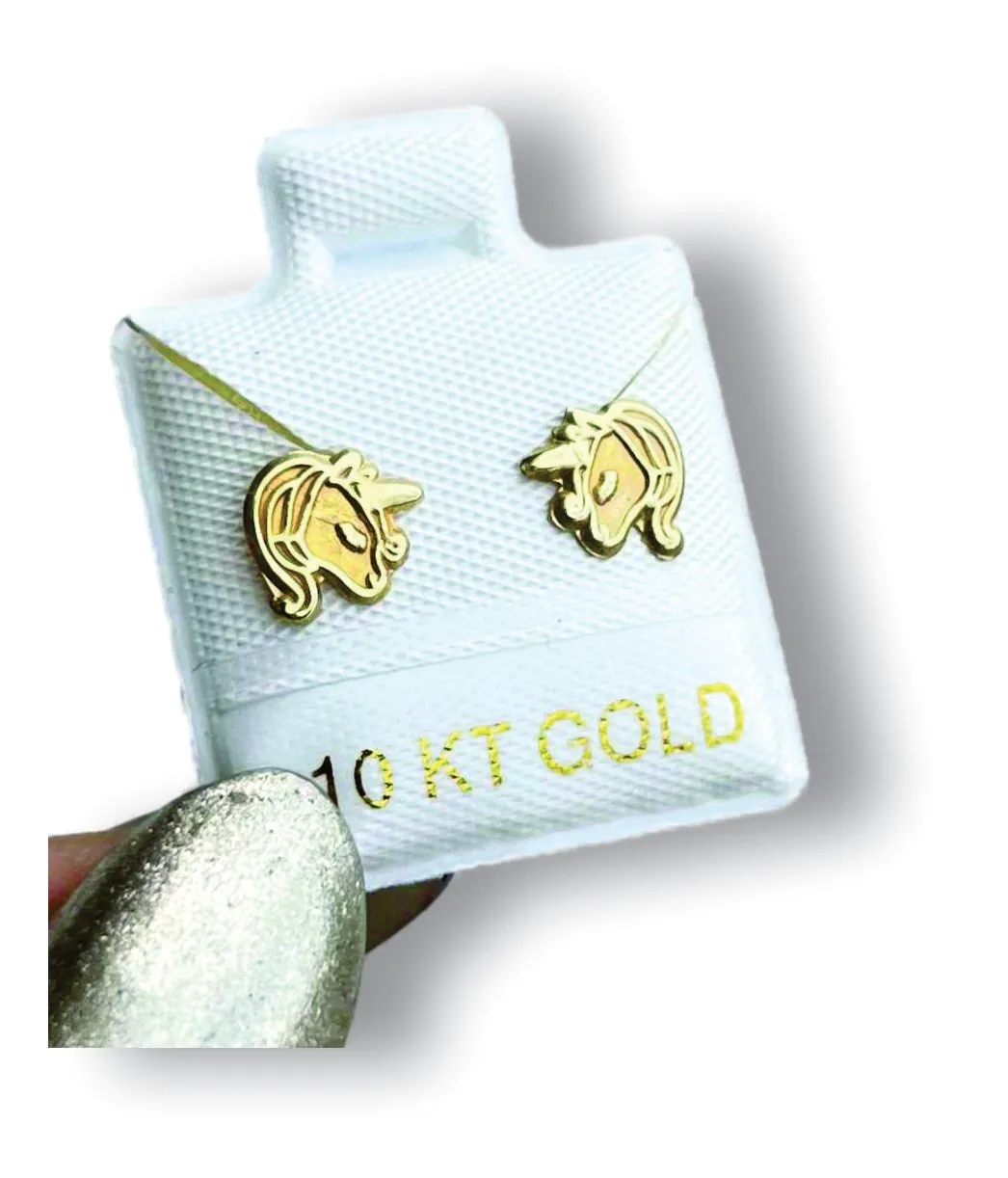 Unicornio Aretes en Oro de 10 K