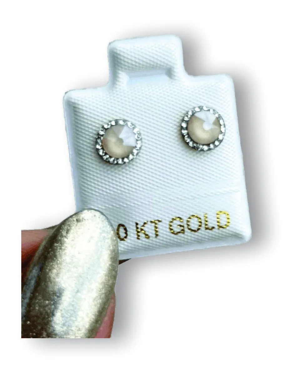 Diamante Salmón Aretes en Oro de 10 K