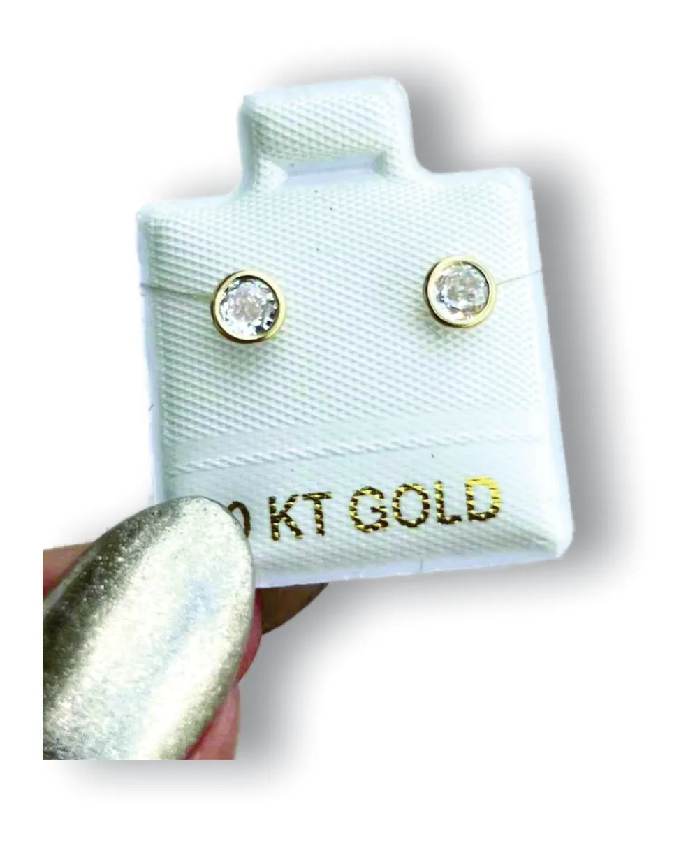 Bisel Liso 3 MM Aretes en Oro de 10 K