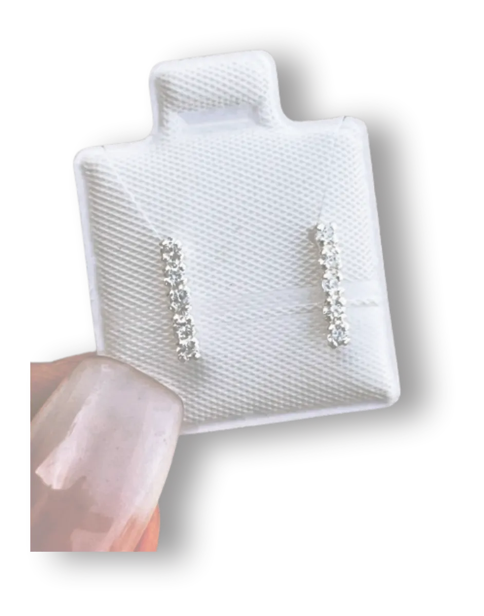 Barra Zirconia Aretes en plata .925