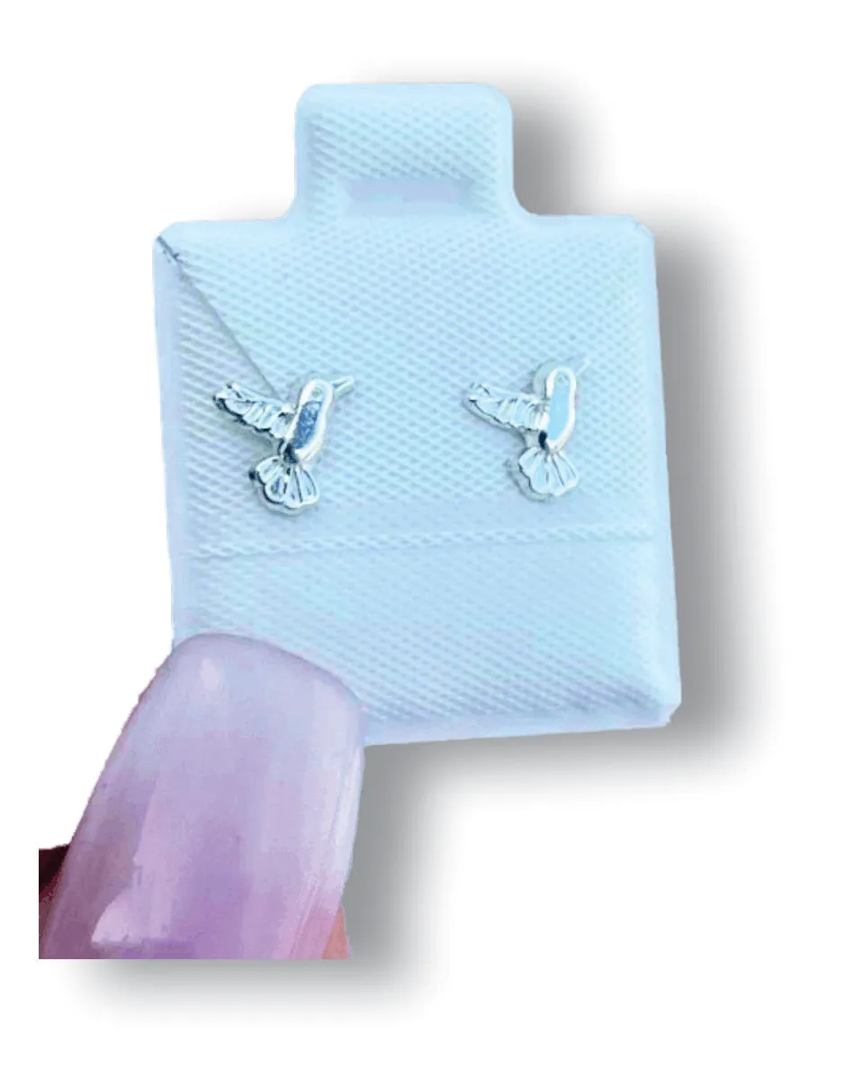 Colibrí Aretes en plata .925