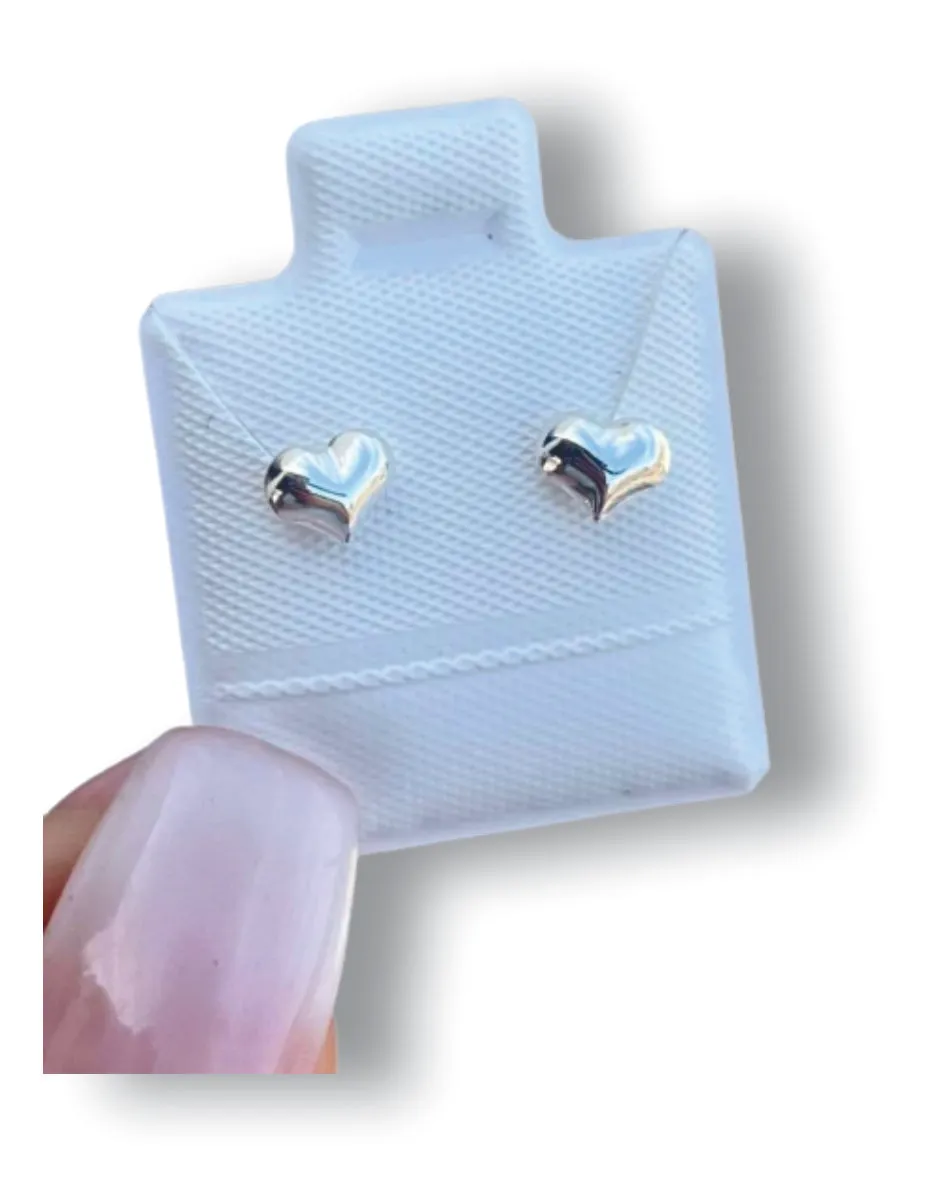 Corazón Bombacho ch Aretes en plata .925