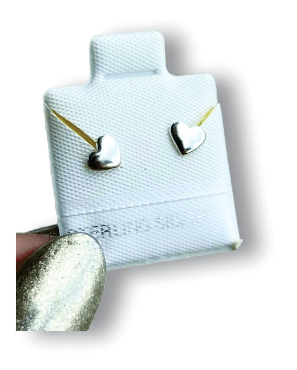 Corazón Mediano Liso Aretes en plata .925
