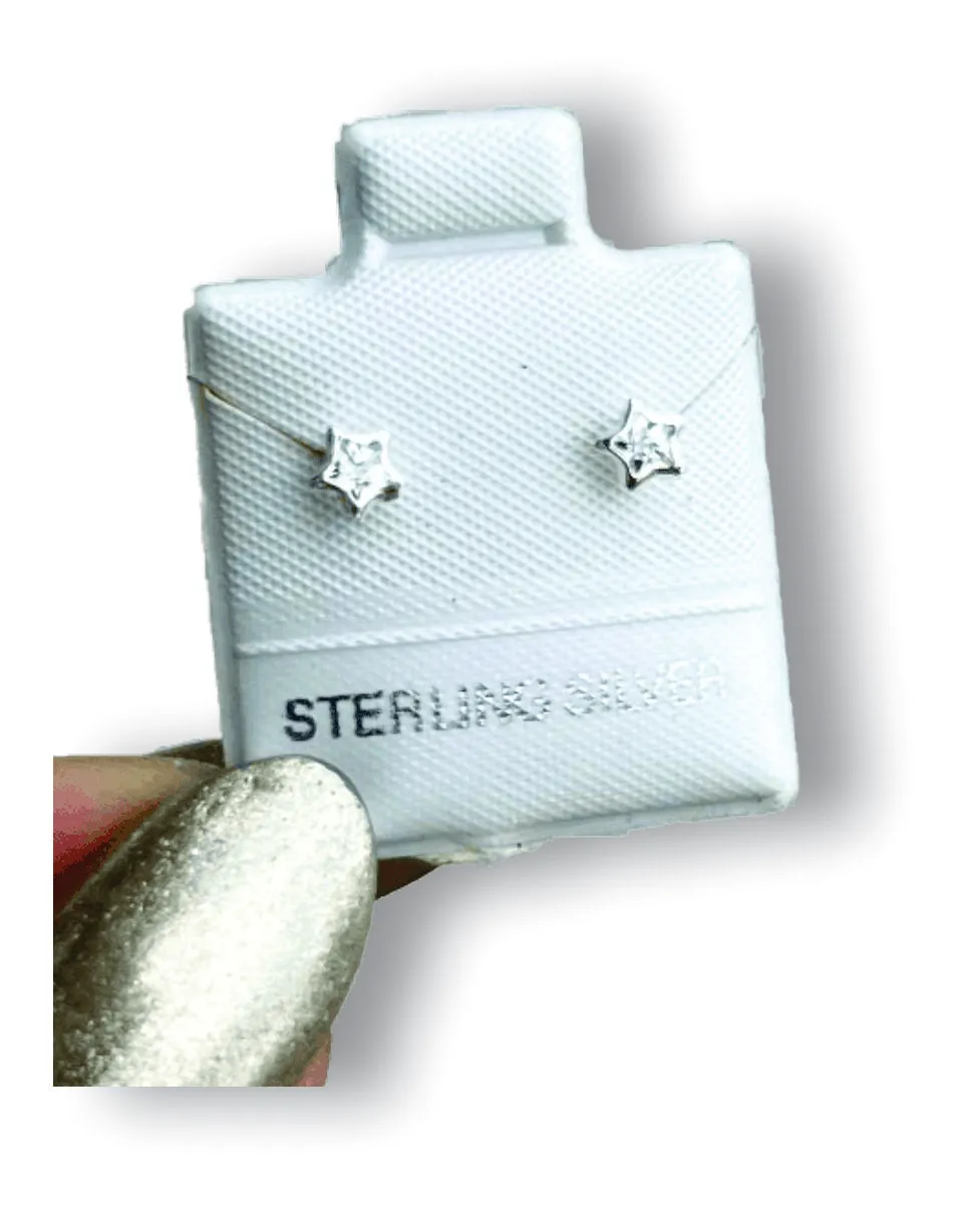 Estrella Bisel Aretes en plata .925