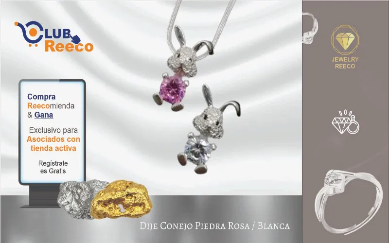 Dije Conejo Piedra Rosa / Blanca