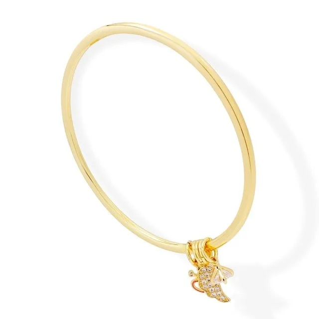 Brazalete con Dijes Ala Zirconia Oro Laminado