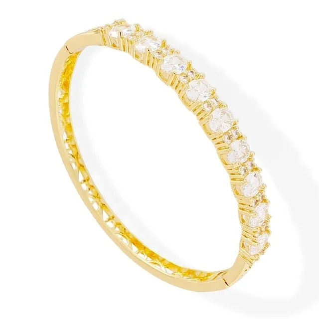 Brazalete Reina Zirconia Oro Laminado