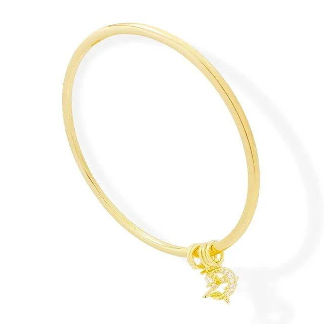 Brazalete Liso con Dijes Astros Zirconia Oro Laminado