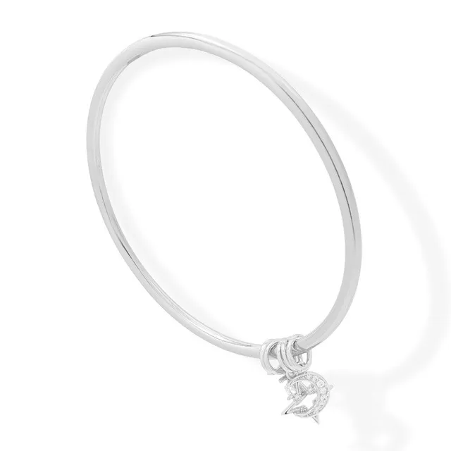 Brazalete Liso con Dijes Astros Zirconia Platino Laminado