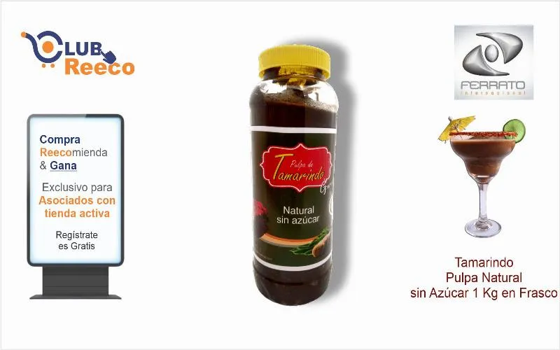 Tamarindo Pulpa Natural sin Azúcar 1 Kg en Frasco