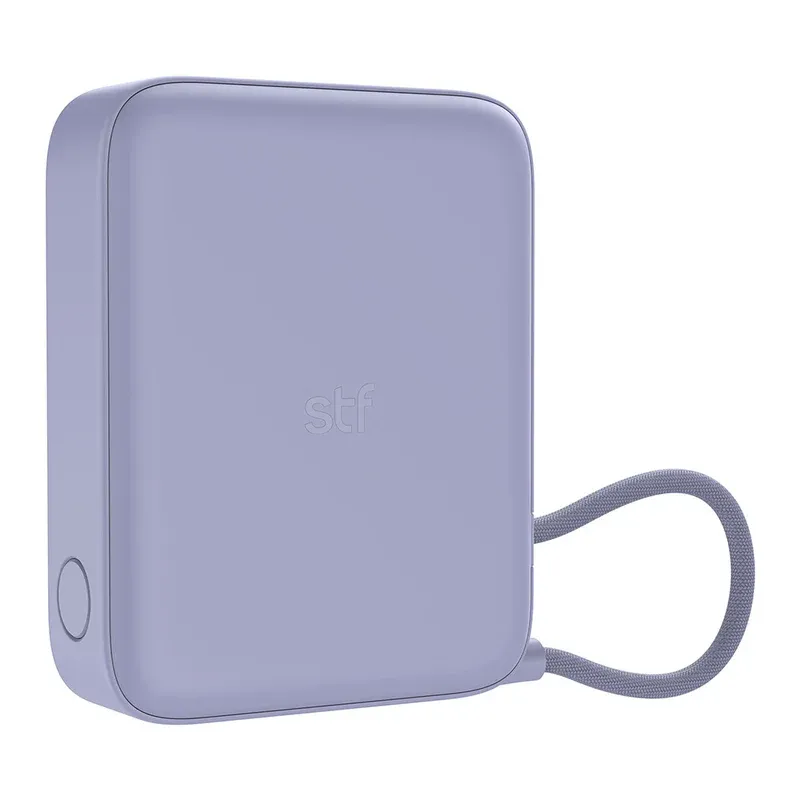 Batería Power Bank Portátil STF 10 000 mAh 20W PD Cable tipo C integrado Lila
