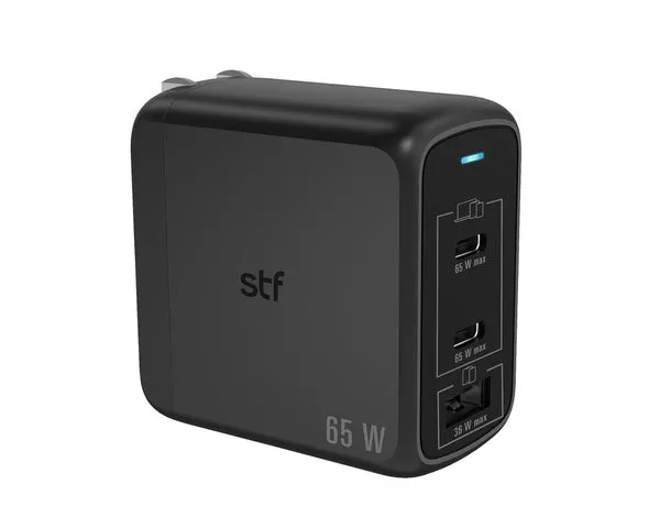 Cargador de pared 65W | STF GaN Carga Ultra Rápida | 3 salidas 3A para celular