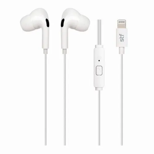 Audífonos alámbricos In ear | STF Lighthing | Manos libres con micrófono Blanco