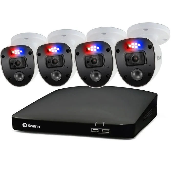 Sistema de seguridad 4 cámaras DVR | Swann SWDVK-846804SL-US | Full HD 1080p Luces intermitentes Vis